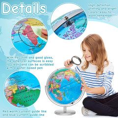 13» Illuminated World Globe for Adults – 720° Rotation & Rewritable K