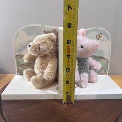 Disney Winnie the Pooh & Piglet Plush Wood Bookends Nursery Decor Set Vtg Style