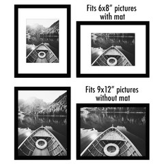 americanflat 9×12 picture frame in black – set of 5 – use as 6×8 picture frame w