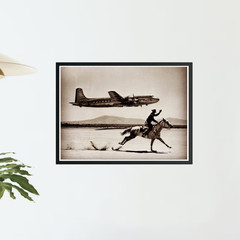 Cowboy Plane Poster American Airlines DC6 Photo Vintage Aviation Western Art