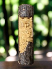 Owl Log Carving Rustic Home Decor Hand Crafted Wall Plaque 20 in. x 6in.