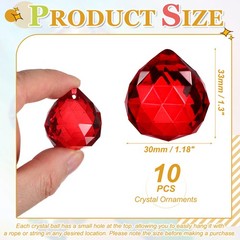10 Pack 33mm / 1.3Inch Crystal Ball Prisms, Red