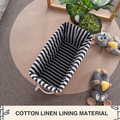 2PCS Bamboo Storage Basket Fabric Lined Under Desk Organizer