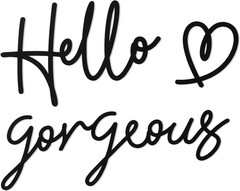 Hello Gorgeous Heart Sign Wall Decor Black Metal Wall Decor Modern Hello Gorgeou