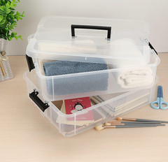 BTSKY 2 Layer Stack & Carry Box, Plastic Multipurpose Portable Storage NEW