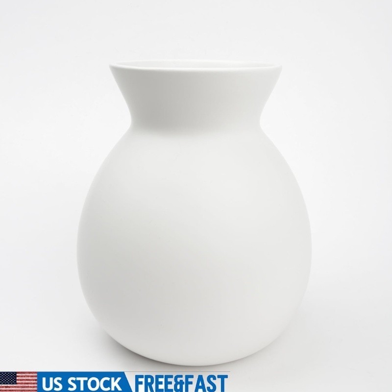 Solid White Ceramic Vase Elegant Decorative Home Accent Flower Display 8 Inch US