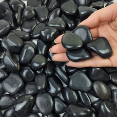 FANTIAN 5 lbs Polished Black Pebbles for Indoor Plants, 0.8-1.2 Inch Small Ba…