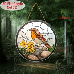 Acrylic Robin Bird Sun Catcher 2D Flat Spring Garden Window Hanging Decoration