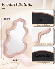 Funky Wavy Mirror 16″x10″ Pink Irregular Wall Hanging Mirror Special-Shaped V