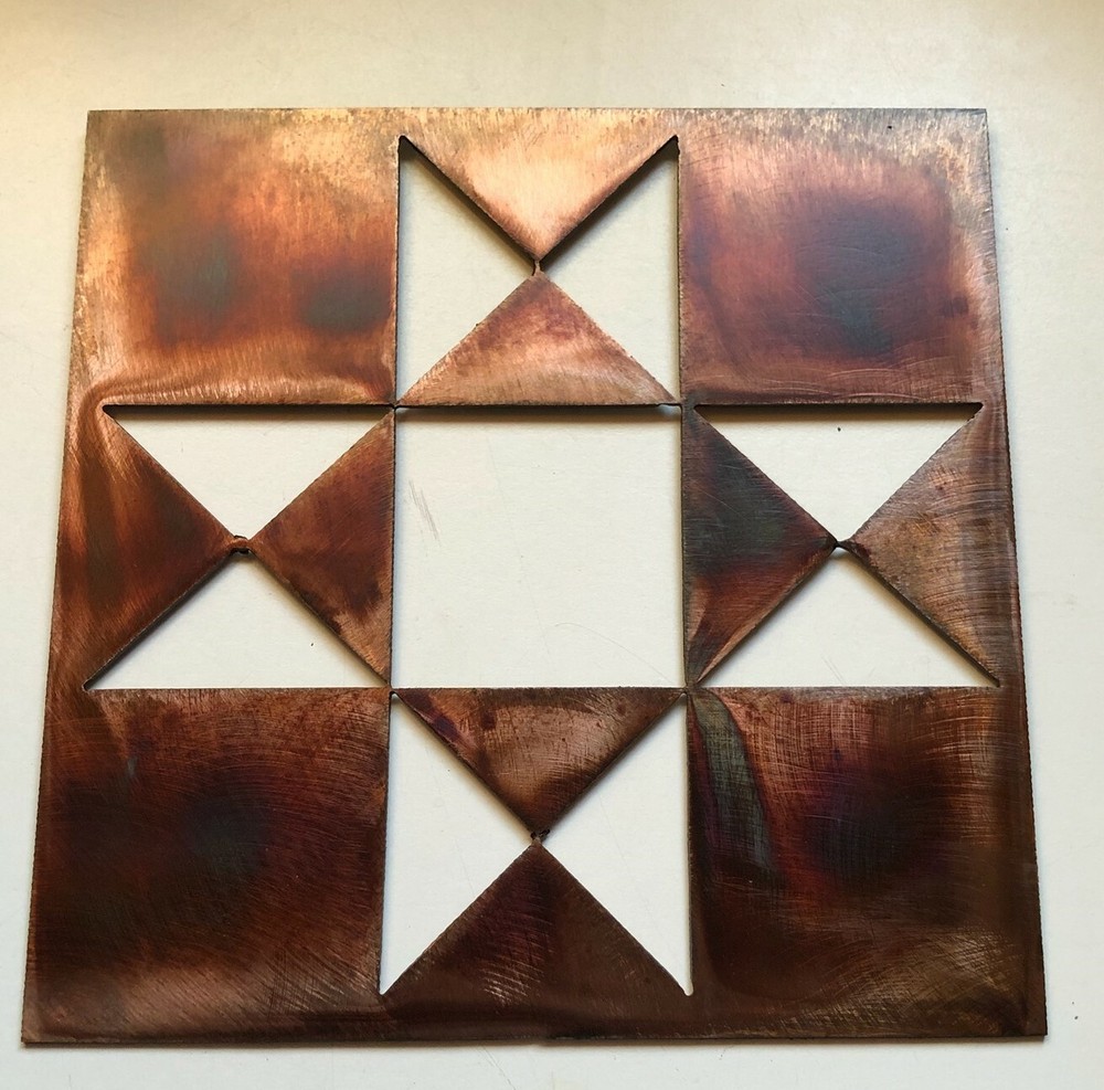 Ohio Star Quilt Square – Metal Wall Art – Copper 9″ x 9″