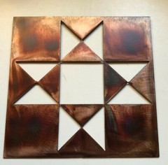 Ohio Star Quilt Square – Metal Wall Art – Copper 9″ x 9″