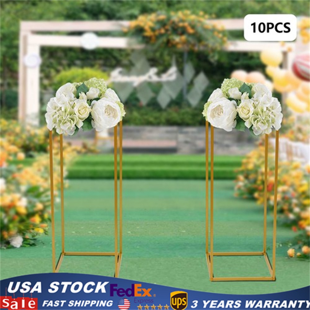 10Pcs Gold Metal Flower Stand Elegant Column Table Decor For Weddings Events