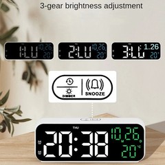 LED Digital Alarm Clock USB Desk Clock Date Temperature Snooze Dimmer Timer
