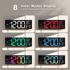 15.35 In. Black Rectangular Digital Plastic Wall Clock, Dual Alarm with Big LED