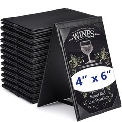 Leatherette Table Tents Black PU Leather Menu Covers Bulk Double 12 Pack,4″x 6″