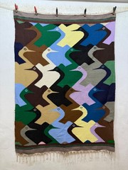 Vintage Gorgeous Hand Woven Peruvian Wool Weaving Tapestry Kilim Rug 144×106 Cm