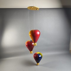 Vintage Rainbow Hot Air Balloon Ceramic Mobile Figurines Hanging Decor Set Of 3