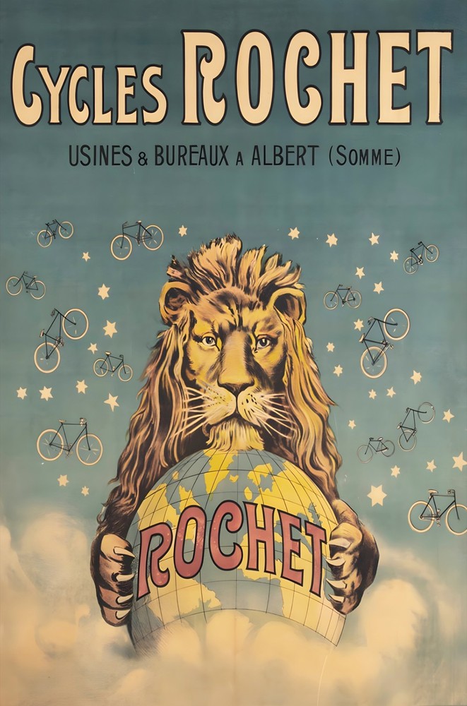 16342.Wall Decor Poster.Interior Art.Cycles Rochet French Bicycle Ad Lion Globe
