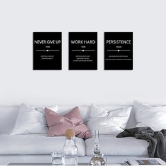 Inspirational Canvas Wall Art, Motivational Office Wall Decor, 3 Pieces Black…