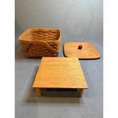 Authentic Longaberger Handwoven Basket Complete Set w/ Riser & Apple Lid 1988