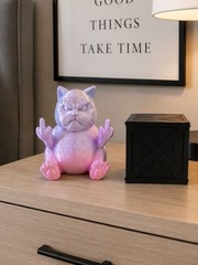 3D Printed Grumpy Cat Figurine on Crate Desk Decor Removable Cat IK3D