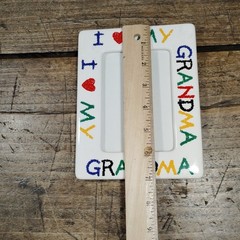 Frame I Love My Grandma Colorful Ceramic Photo Crayon Vintage Picture