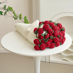 New Crochet Flower Bouquet Blanket Handmade Red Rose Gift Fast Shipping