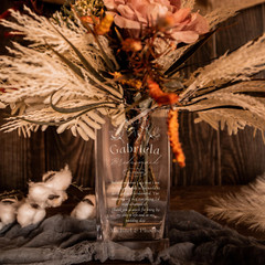 Engraved Medium Square Clear Glass Tank Vase – 10D x20cmH