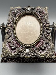 5×5 Cast Iron Bi jou Swivel Picture Frame Tilting Palms Leopard Jems 2×3 Picture