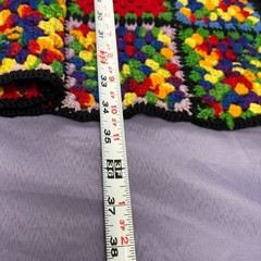 Vintage Granny Square Afghan Multicolor Blanket Throw Fringe Colorful 35×60