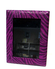 Picture Frame holds 4×6″ Leather Shagreen Embossed Purple Black GiGi New York