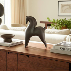 Gray 9 In. X 12 In. Resin Novelty Curved Horse Figurine