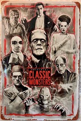 TIN SIGN 8×12 Monsters Bride Frankenstein Dracula Horror Movies Wolfman DD9