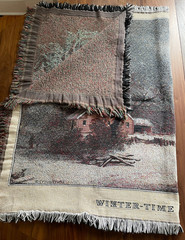 Winter-Time on the Farm Tapestry Throw 100% Cotton Fringe Goodwin Weavers 62×42