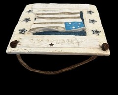American Freedom Patriotic US Flag Stars Stripes Resin Wall Hanging Decor