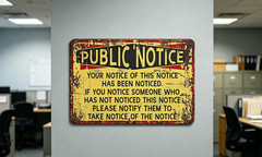 Novelty Funny Public Notice Sign Wall Decor for Bar Owner Farmer Home Office