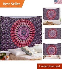 Vibrant 30″X40″ Bohemian Peacock Tapestry – Psychedelic Wall Art for All Spaces