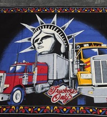 Vintage Truckers Only Tapestry Wall Hanging Statue Of Liberty 100% Cotton 54×35″