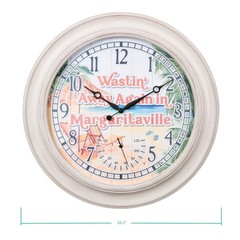 433-3267MVT Margaritaville 26″ IN/OUT Wall Clock with Temperature – Wastin’ Away