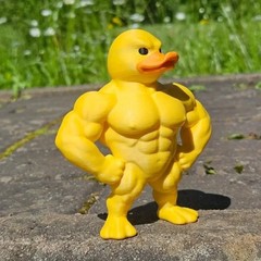 Muscle Duck Figurine – Buff Rubber Ducky Statue Funny Desk Decor Strong Man Gift