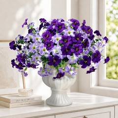 Artificial Petunia Flowers for Outdoors, 8 Bundles UV Resistant Realistic Silk F