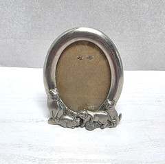 Seagull Pewter Cat Photo Frame Canada 1992 BOXED Oval 3×4″