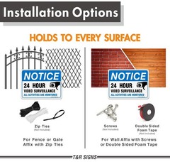 Video Surveillance Sign, All 10″x7″ – 2 pack, Blue Black On White Background