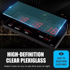 Large Screen Digital Wall Clock LED Display Desk Time Temperature Calendar Date