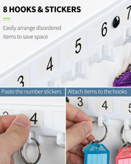 Key Tag Rack Hook Style Plastic Wall Mounted Key Holder Organizer with Transpare