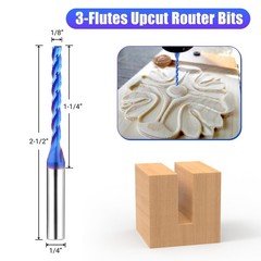 1/8 inch Extra Long CNC Router Bits 1/4 inch Shank 1/8» Cutting Dia Spiral U…