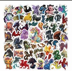 20 PCS Dragons Realistic & Cartoon Fantasy Creatures Stickers BRAND NEW