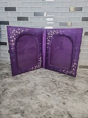 Double Picture Frame Handpainted Fabric Floral Frame 3.25×4.5″ Made In Thailand