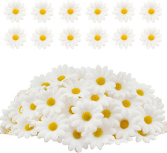 120Pcs Silk Artificial Gerbera Daisy Heads, 1.5 Inch Fabric Fake Chrysanthemum F