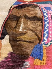 Mid Century Peruvian Folk Woven Wall Tapestry Cultural Art Woman Peru, 44×37